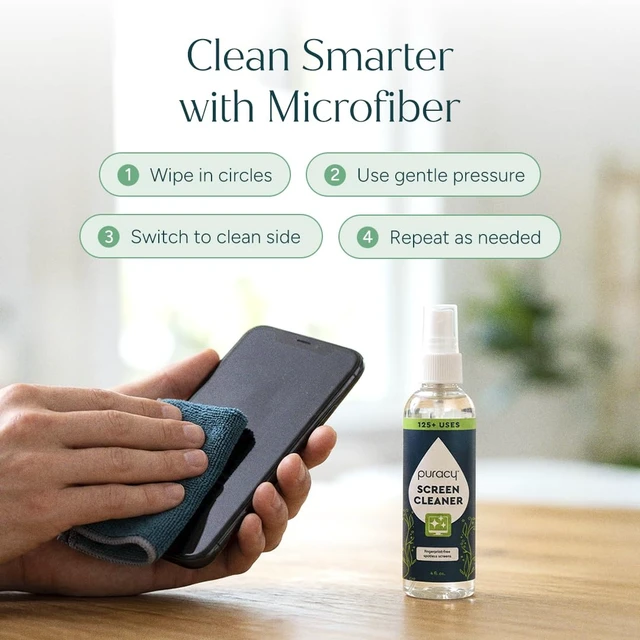 Alt view image 4 of 6 - Puracy Screen Cleaner with Microfiber Cloth - All-Purpose Streak-Free & Fingerprint-Free Cleaner for Phones, Laptops, Computers, TVs, Smart TVs (4oz, Free & Clear)