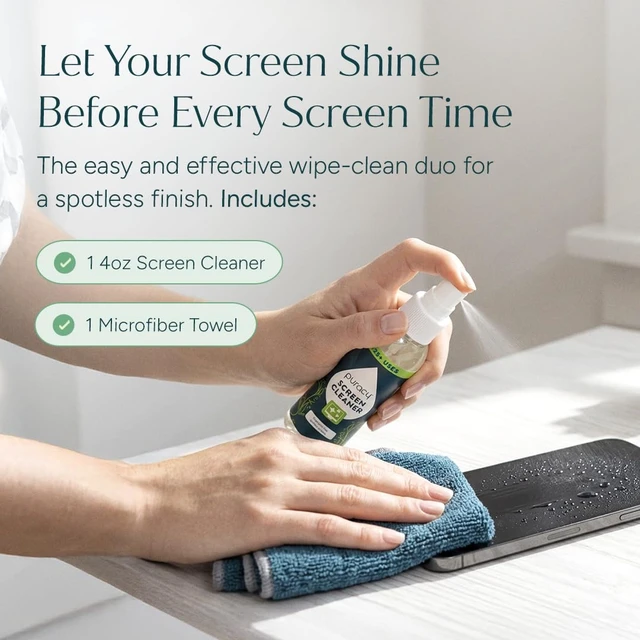 Alt view image 3 of 6 - Puracy Screen Cleaner with Microfiber Cloth - All-Purpose Streak-Free & Fingerprint-Free Cleaner for Phones, Laptops, Computers, TVs, Smart TVs (4oz, Free & Clear)
