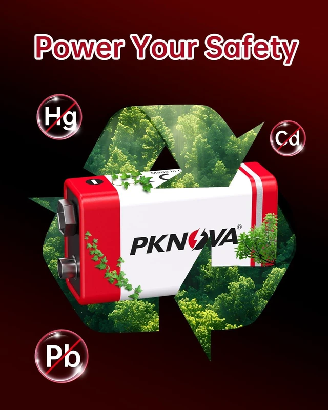 Alt view image 5 of 6 - PKNOVA 9V Carbon Battery 6F22 Square 4 Pack, Long-Lasting for Smoke Detector