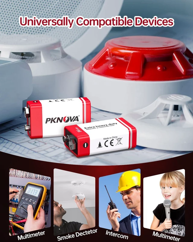 Alt view image 4 of 6 - PKNOVA 9V Carbon Battery 6F22 Square 4 Pack, Long-Lasting for Smoke Detector