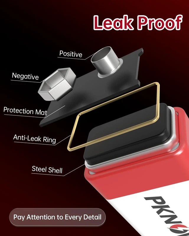 Alt view image 6 of 6 - PKNOVA 9V Carbon Battery 6F22 Square 4 Pack, Long-Lasting for Smoke Detector