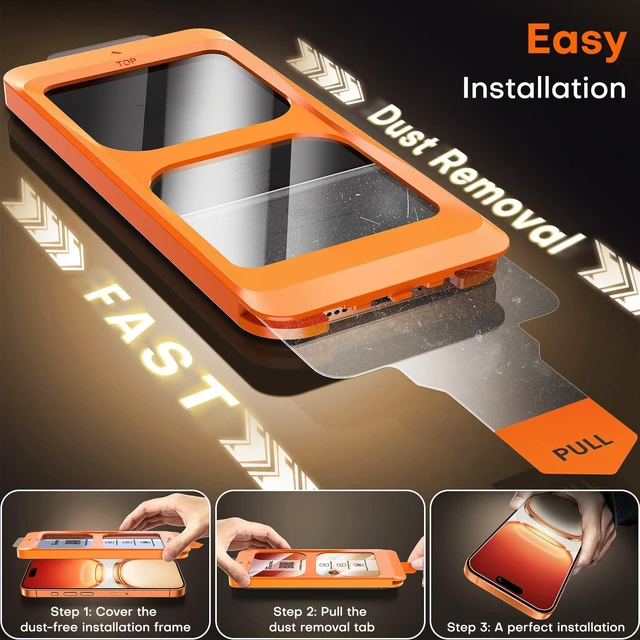 Alt view image 3 of 6 - for iPhone 17 Pro Max Screen Protector, Easy Installation | Bubble-Free, 9H+ Tempered Glass, 8FT Military Grade Shatterproof, Anti-Scratch, Case Friendly HD Clear 6.9" 2 Pack