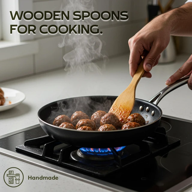 Alt view image 5 of 6 - 6-Piece Bamboo Wooden Spoons for Cooking, Premium Wooden Kitchen Utensil Set for Nonstick Cookware