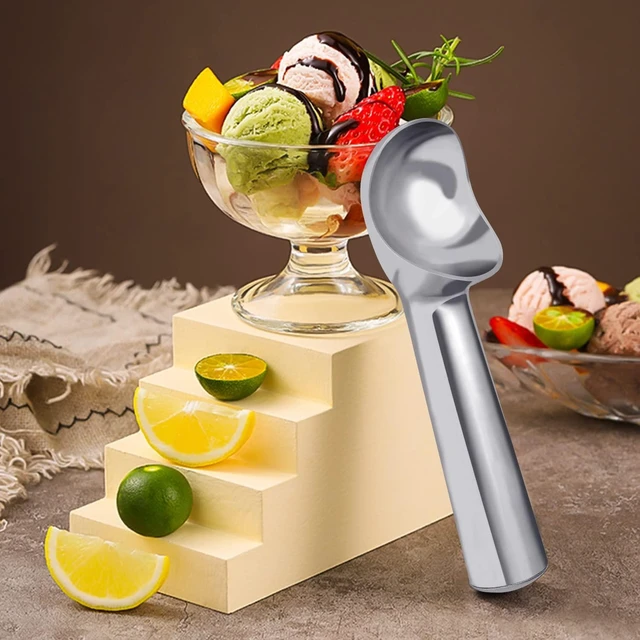 Alt view image 3 of 6 - Ice Cream Scoop, 7 Inch Aluminum, Nonstick, Bright Silver | One-piece aluminum, anti-freeze handle, cuts hard ice cream, gelato & sorbet, hand wash only