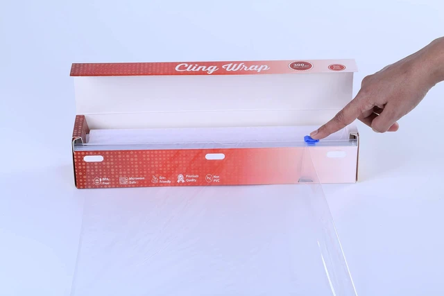 Alt view image 3 of 5 - Cling Wrap Non-PVC Plastic Wrap for Food - 300 Square Foot Roll with Slide Cutter