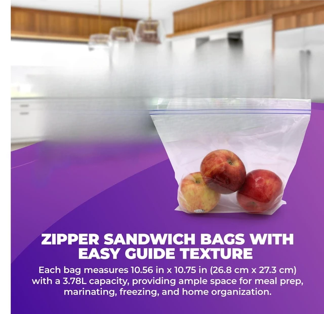 Alt view image 2 of 4 - 1 Gallon Storage Zip Bags 40 Count | Extra Large, Resealable, Leak-Proof & Freezer Safe Food Storage Bags with Double Zip Lock