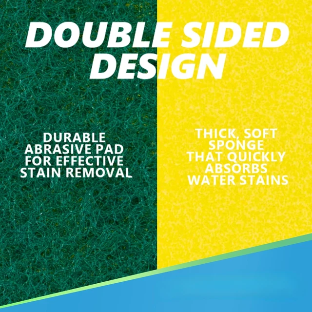 Alt view image 2 of 4 - Heavy Duty Scrub Sponge for Cookware, Dual-Sided Cleaning Pot Scrubber, Odorless, Long-Lasting, Kitchen and Dishwashing Essential, Large & Thick 4 x 2.8 x 1.5 Inches, 6 Pack