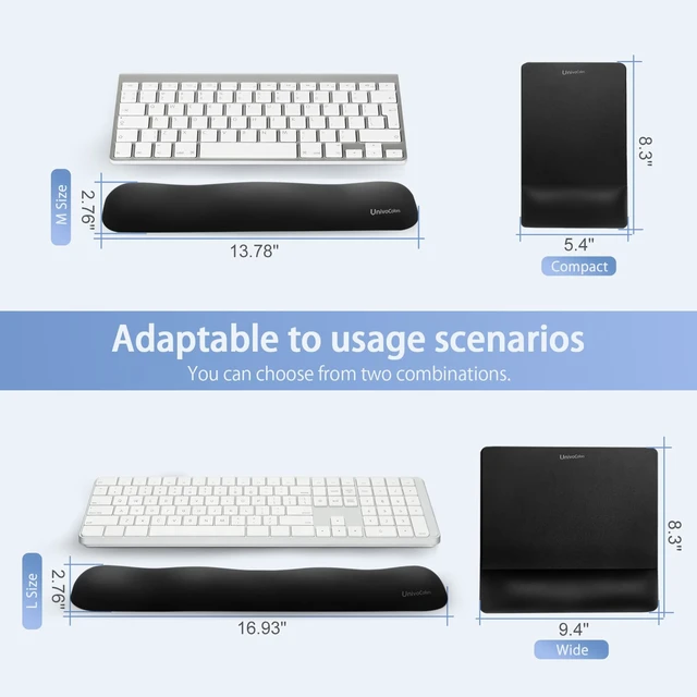 Alt view image 6 of 7 - Wide Size Mouse Pad with Wrist Rest & L-Size Keyboard Wrist Rest Set,Premium PU Material,Low-Rebound Cushion,Ergonomic Design,Smooth Mouse Control with Hard Plate,Reduces Fatigue,Black