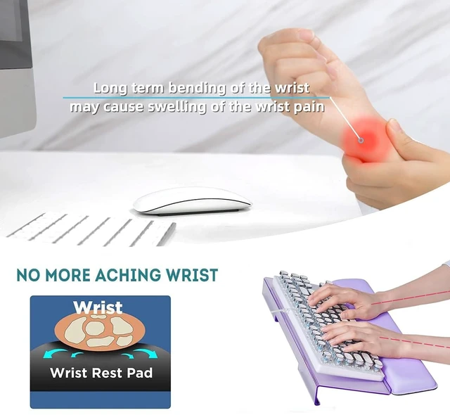 Alt view image 3 of 5 - Computer Keyboard Wrist Rest Stand Set for Desktop, Keyboard Holder Easy Typing with Wrist Pad for Office, Home, School - Purple