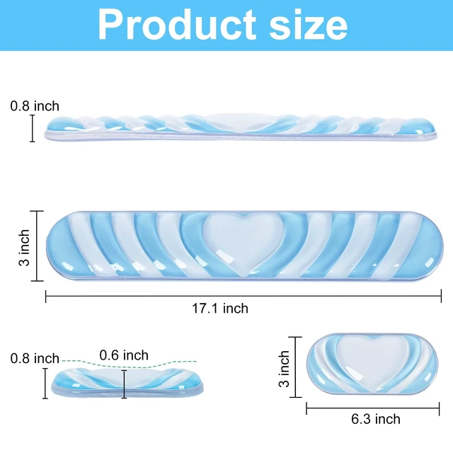 Alt view image 5 of 7 - Blue Cute Ergonomic Gel Wrist Rest for Mouse and Keyboard | Wrist Support for Mouse and Keyboard,Pain Relief Easy Typing Mousepad,Girly Office Desk Accessories,Computer/Laptop/Gaming