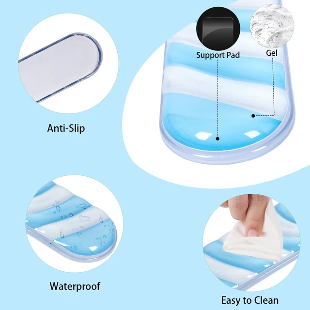 Alt view image 6 of 7 - Blue Cute Ergonomic Gel Wrist Rest for Mouse and Keyboard | Wrist Support for Mouse and Keyboard,Pain Relief Easy Typing Mousepad,Girly Office Desk Accessories,Computer/Laptop/Gaming