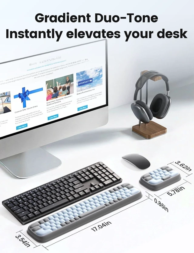 Alt view image 7 of 7 - Keyboard Wrist Rest and Mouse Rest Set, Ergonomic Computer Wrist Pad, Memory Foam Typing Support for Desk, Hand Palm Arm Rest Office Gaming Accessories, Carpal Tunnel Pain Relief Cushion