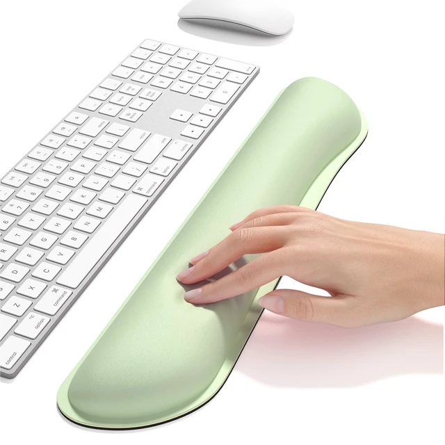 Alt view image 5 of 7 - Enlarge Keyboard Wrist Rest, Memory Foam Keyboard Wrist Cushion for Computer Desk Mats Support, Typing Pain Relief Ergonomic Mouse Pad Rests with Non-Slip Base for Gaming, Laptop, Lake Green