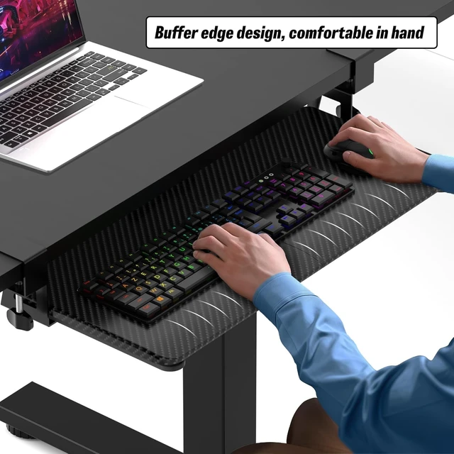 Alt view image 7 of 7 - Under Desk Keyboard Tray, Slide-Out Keyboard Drawer with C-Clamp 25.6"x11.8"