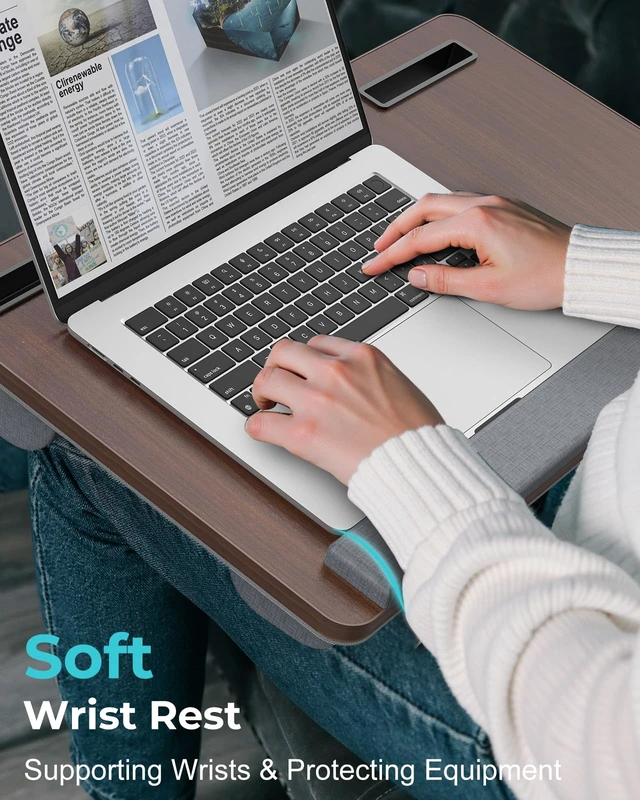 Alt view image 6 of 7 - Laptop Lap Desk, Portable Bed Table Tray for Laptop Fit 17" Laptops | Lightweight Lap Desk for Laptop with Carry Handle & 2 Mouse Pad, Lap Desk with Cusion for Working & Writing on Couch Recliner