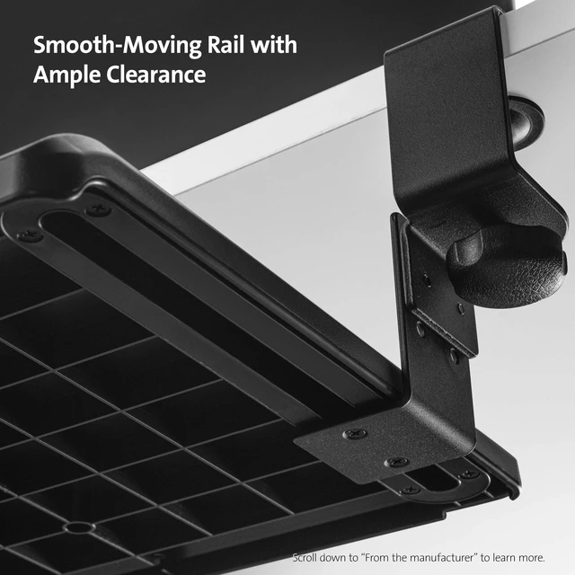 Alt view image 3 of 7 - Clamp-On Keyboard Tray, Under Desk Keyboard Drawer with Cable Management, Ergonomic Smartfit Slide-out Height Adjustable Keyboard Holder, Black 13.3"x32.4"x2.4" K55407WW