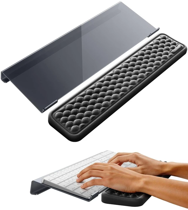 Main image of Keyboard Stand with Wrist Rest Set, Acrylic Keyboard Riser for Desk | Memory Foam Wrist Pad, Ergonomic Computer Support Rest, Keyboard Pad Typing Cushion for Office Gaming Home Desktop Accessory