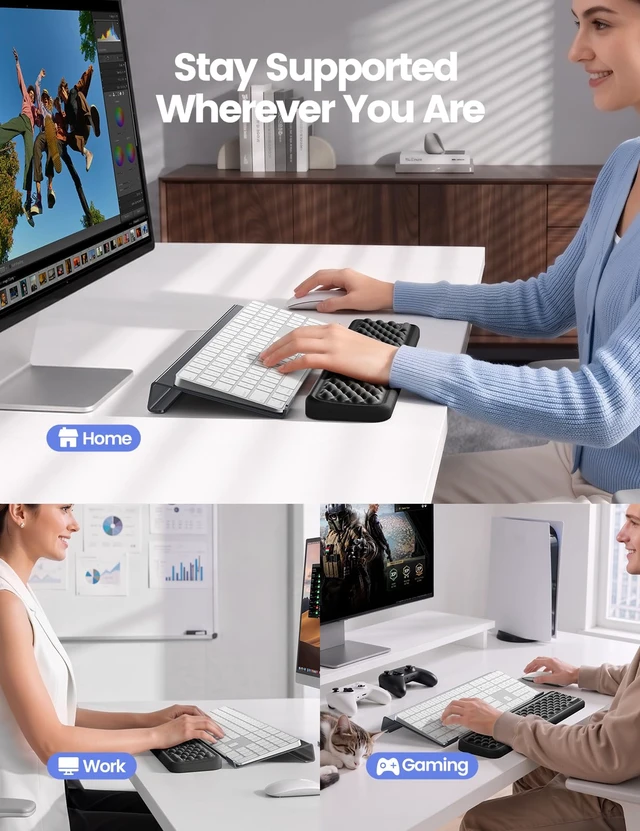 Alt view image 7 of 7 - Keyboard Stand with Wrist Rest Set, Acrylic Keyboard Riser for Desk | Memory Foam Wrist Pad, Ergonomic Computer Support Rest, Keyboard Pad Typing Cushion for Office Gaming Home Desktop Accessory