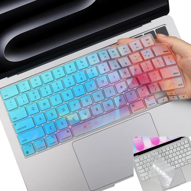 Main image of 2Pack Keyboard Cover for MacBook Air 13 15/MacBook Pro 14 16/MacBook Neo 13 | Stylish Colorful+TPU, Non-interference for Touch ID/Lock Key, Dust-proof, Precision-Molded, Washable & Reusable, US Layout