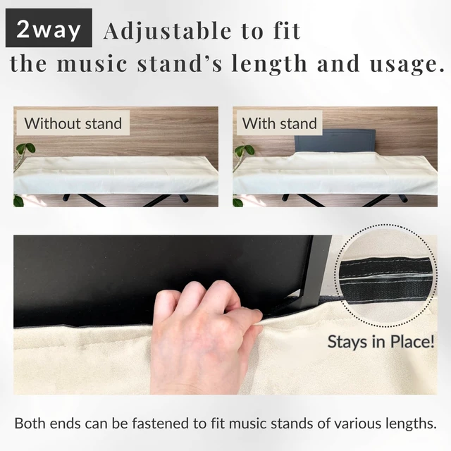 Alt view image 6 of 7 - 88 Keys Piano Keyboard Dust Cover PiuColor, Designed by Professional Pianist, Music Stand Compatible, Washable Digital Piano Cover, Blends with Your Room, Japan Design (Smoky Black)