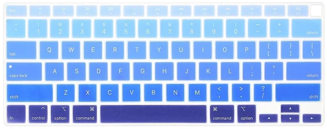 Main image of Keyboard Cover for MacBook Air 13-Inch with Touch ID A2337 M1 | Ombre Blue, U.S. Layout, Non-interference Design for ID Key, Dust-Resistant, Silicone Protective Skin, Washable & Reusable