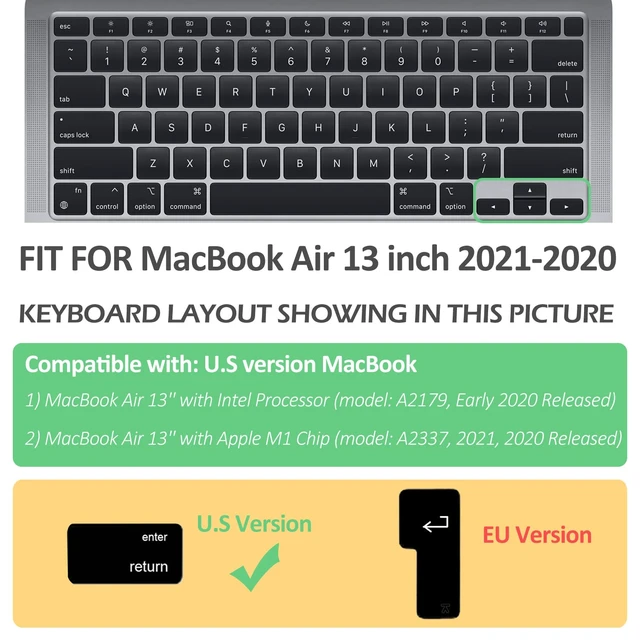 Alt view image 2 of 7 - Keyboard Cover for MacBook Air 13-Inch with Touch ID A2337 M1 | Ombre Blue, U.S. Layout, Non-interference Design for ID Key, Dust-Resistant, Silicone Protective Skin, Washable & Reusable