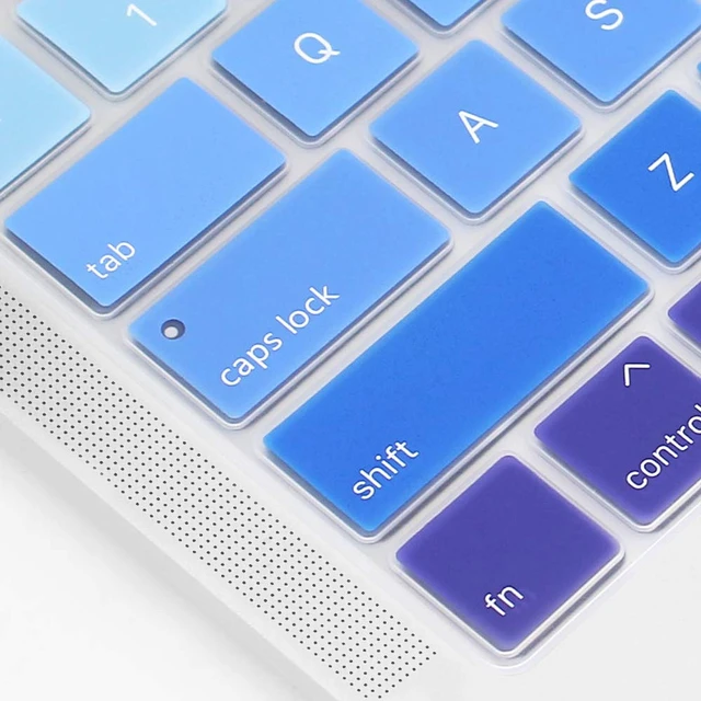 Alt view image 4 of 7 - Keyboard Cover for MacBook Air 13-Inch with Touch ID A2337 M1 | Ombre Blue, U.S. Layout, Non-interference Design for ID Key, Dust-Resistant, Silicone Protective Skin, Washable & Reusable