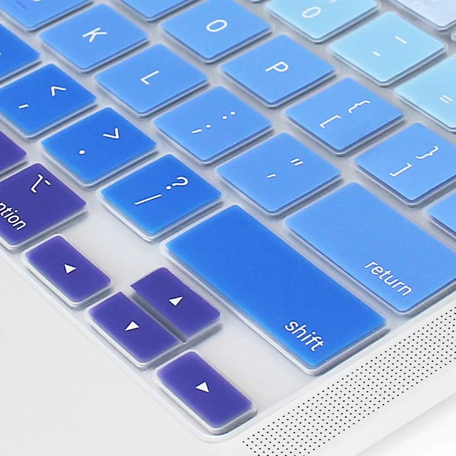 Alt view image 6 of 7 - Keyboard Cover for MacBook Air 13-Inch with Touch ID A2337 M1 | Ombre Blue, U.S. Layout, Non-interference Design for ID Key, Dust-Resistant, Silicone Protective Skin, Washable & Reusable