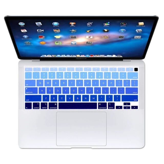 Alt view image 7 of 7 - Keyboard Cover for MacBook Air 13-Inch with Touch ID A2337 M1 | Ombre Blue, U.S. Layout, Non-interference Design for ID Key, Dust-Resistant, Silicone Protective Skin, Washable & Reusable