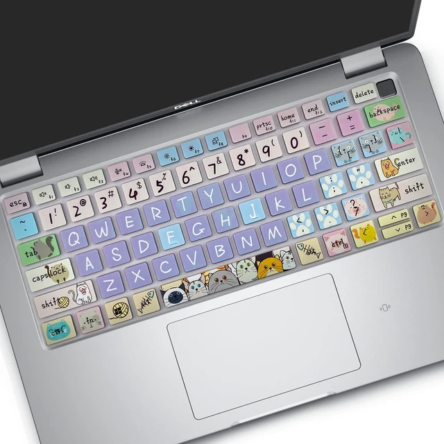 Alt view image 3 of 7 - Silicone Keyboard Cover Skin for Dell Latitude 3440 3450 5430 5431 54207430 7420 7410 14", 15.6" Dell Latitude 7520 9000 9510 9520 9420 9430/16" 7650 7640,Cute Cat