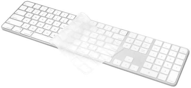 Main image of Ultra Thin Silicone Keyboard Cover Skin for 2022 Mac Studio & 2021 Apple iMac 24'' M1 Chip Magic Keyboard 2 with Numeric Keypad Touch ID A2520 Accessory U.S Enter Soft Protector, Transparent