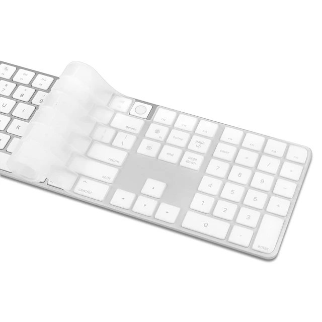 Alt view image 4 of 7 - Ultra Thin Silicone Keyboard Cover Skin for 2022 Mac Studio & 2021 Apple iMac 24'' M1 Chip Magic Keyboard 2 with Numeric Keypad Touch ID A2520 Accessory U.S Enter Soft Protector, Transparent