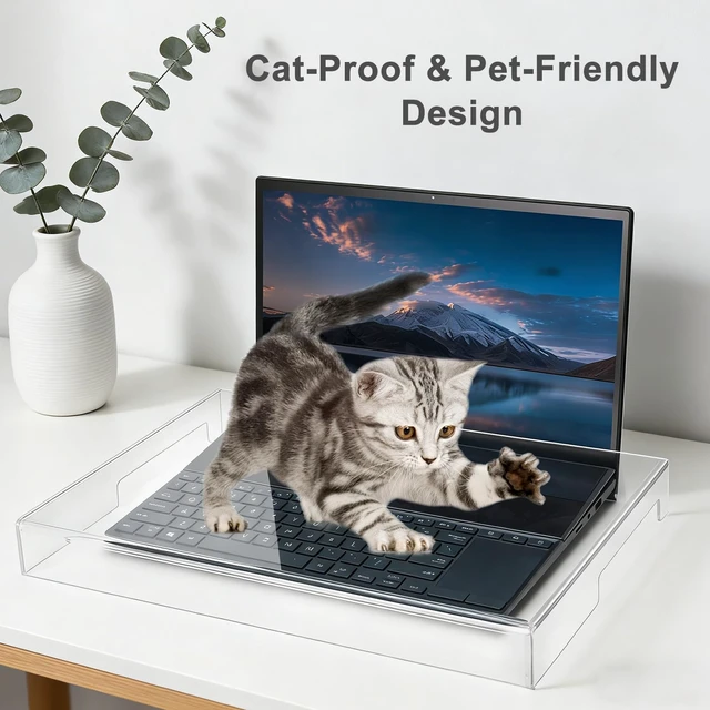 Alt view image 3 of 7 - 15.6 Inch Laptop Clear Acrylic Keyboard Cover Waterproof Protector Spill Proof & Anti-Cat Anti-Dust Transparent Keyboard Protector Cover for Home School Office