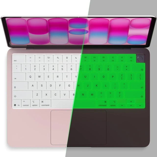 Main image of Glow in The Dark Keyboard Cover for MacBook Neo 13 Inch A18 Pro 2026 | Macbook Neo Silicone Anti-Spill Dust Proof Skin, Luminous Keyboard Skin for Easy Night Typing Protector Accessories, White