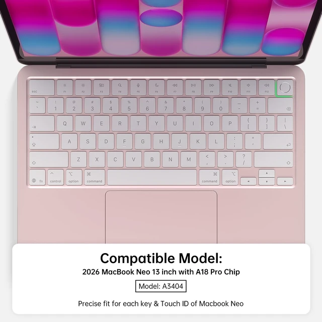 Alt view image 2 of 7 - Glow in The Dark Keyboard Cover for MacBook Neo 13 Inch A18 Pro 2026 | Macbook Neo Silicone Anti-Spill Dust Proof Skin, Luminous Keyboard Skin for Easy Night Typing Protector Accessories, White