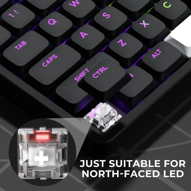 Alt view image 6 of 7 - Low Profile Black Keycaps, Shine Through Keycap Sets, Double Shot PBT Keyboard Keycaps Compatibility for 60% 75% 80% 85% 100% MX Switches Mechanical Keyboard- Only Key caps