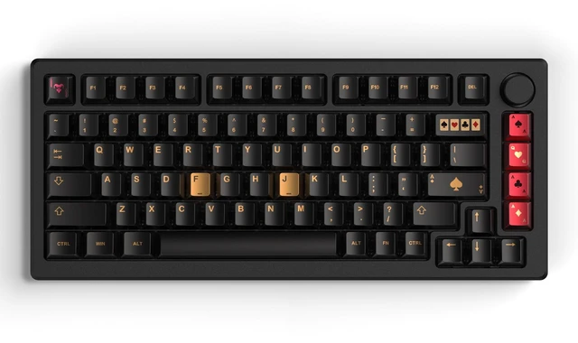 Alt view image 6 of 6 - Keyboard keycaps Set, Double Shot PBT keycaps,Cherry Profile Custom Key caps 60 65 75 Percent for Cherry-mx 61/66/68/75/87 Retro Mechanical Keyboard,Black Poker Metal Coating