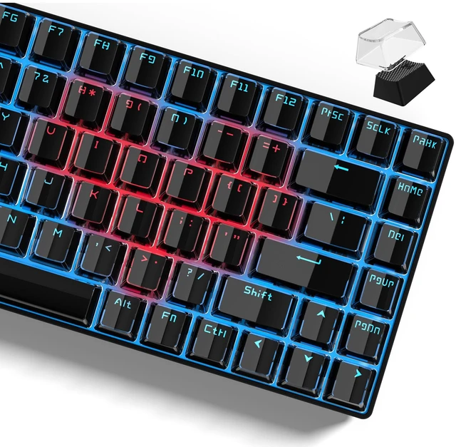 Main image of Keycaps - Black Jelly Keycaps, Crystal Shine Through Key caps | Custom Keycaps Set 60% 75% 100% Percent, 130 Keys OEM Profile for 61/68/84/87/98/100 Cherry Gateron MX Mechanical (Black)