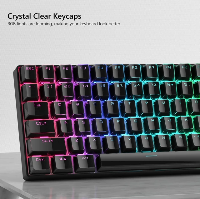 Alt view image 3 of 6 - Keycaps - Black Jelly Keycaps, Crystal Shine Through Key caps | Custom Keycaps Set 60% 75% 100% Percent, 130 Keys OEM Profile for 61/68/84/87/98/100 Cherry Gateron MX Mechanical (Black)