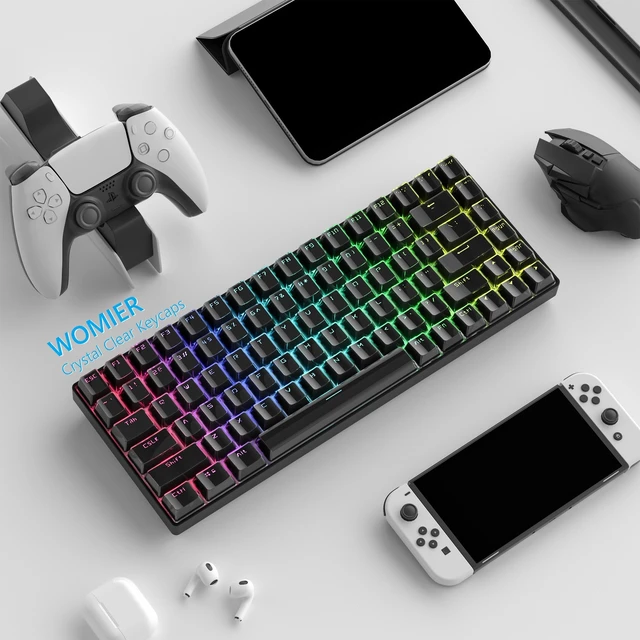 Alt view image 2 of 6 - Keycaps - Black Jelly Keycaps, Crystal Shine Through Key caps | Custom Keycaps Set 60% 75% 100% Percent, 130 Keys OEM Profile for 61/68/84/87/98/100 Cherry Gateron MX Mechanical (Black)