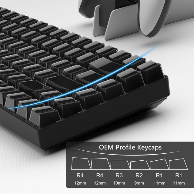 Alt view image 4 of 6 - Keycaps - Black Jelly Keycaps, Crystal Shine Through Key caps | Custom Keycaps Set 60% 75% 100% Percent, 130 Keys OEM Profile for 61/68/84/87/98/100 Cherry Gateron MX Mechanical (Black)