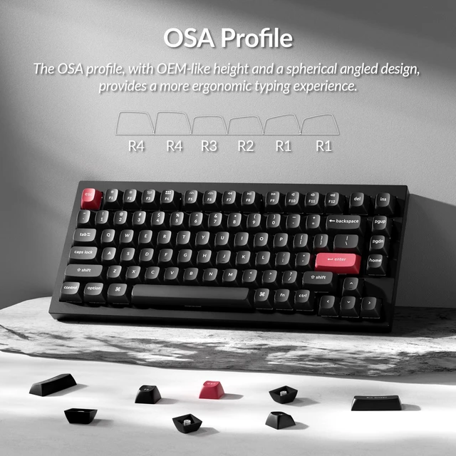 Alt view image 2 of 7 - OSA Profile Double-Shot PBT Keycap Full Keycap Set (141 Keys) - White on Black, Compatible with MX Mechanical Switches, Non-Shine-Through, Fits ANSI Layouts (100%, TKL, 96%, 75%, 65%, 60%)