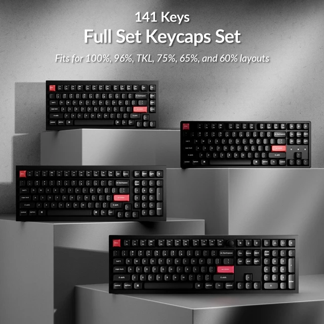 Alt view image 7 of 7 - OSA Profile Double-Shot PBT Keycap Full Keycap Set (141 Keys) - White on Black, Compatible with MX Mechanical Switches, Non-Shine-Through, Fits ANSI Layouts (100%, TKL, 96%, 75%, 65%, 60%)