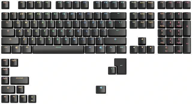 Main image of Gaming ABS Doubleshot 123-Keycap Set (ANSI) - Premium OEM Profile in Classic Black - Ideal for RGB Backlit Mechanical Keyboards