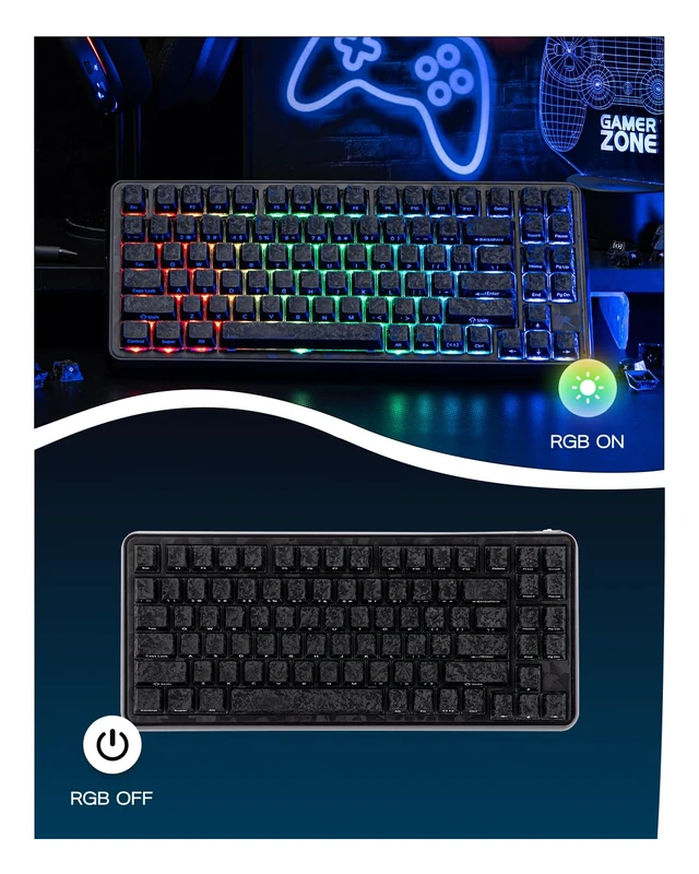 Alt view image 4 of 7 - Frost Jelly Keycaps Set, 126 Keys Forged Carbon Fiber Keycaps | Cherry Profile, ABS+PC, MX-Style Compatible for 61/68/84/87/98/100/104/108 ANSI Layout Mechanical Gaming Keyboards (Black)