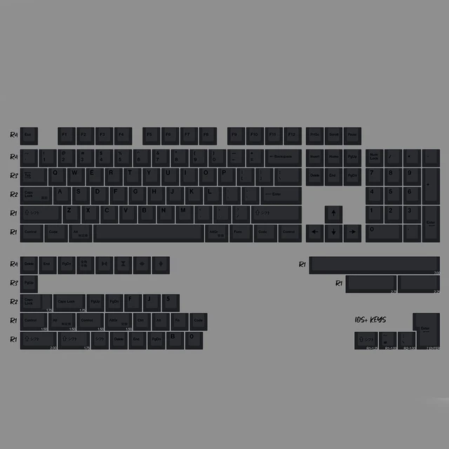 Alt view image 2 of 7 - PBT Gray Keycaps Set 144 Keys Cherry Profile DYE-Sub Custom ISO ANSI Keycaps for 61 64 87 104 108 Cherry MX Switches Mechanical Keyboards