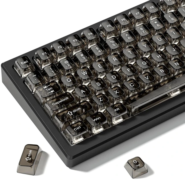 Main image of Clear keycaps Set,Translucent Keyboard keycaps,Jelly Key caps | Shine Through keycap Glossy,Transparent MDA Profile Custom keycaps for Mx Switches Mechanical Keyboard(115-keys,Black)
