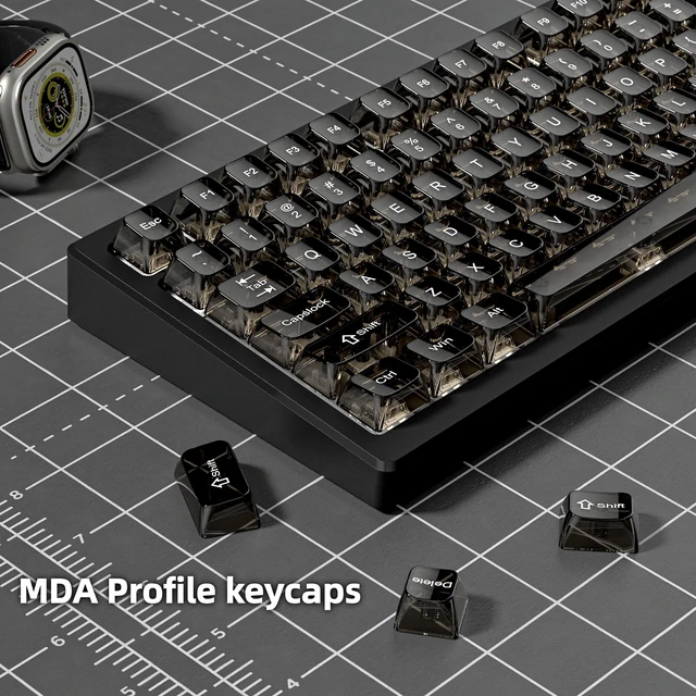 Alt view image 3 of 6 - Clear keycaps Set,Translucent Keyboard keycaps,Jelly Key caps | Shine Through keycap Glossy,Transparent MDA Profile Custom keycaps for Mx Switches Mechanical Keyboard(115-keys,Black)