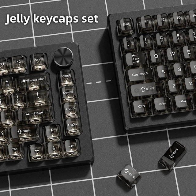 Alt view image 4 of 6 - Clear keycaps Set,Translucent Keyboard keycaps,Jelly Key caps | Shine Through keycap Glossy,Transparent MDA Profile Custom keycaps for Mx Switches Mechanical Keyboard(115-keys,Black)