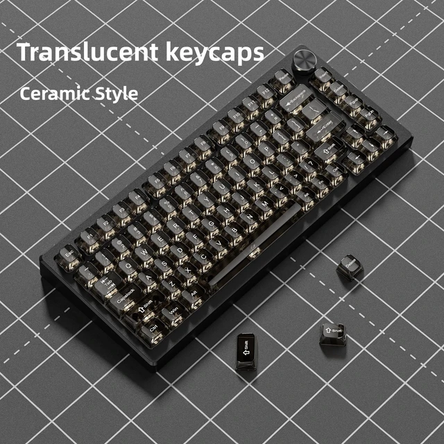 Alt view image 5 of 6 - Clear keycaps Set,Translucent Keyboard keycaps,Jelly Key caps | Shine Through keycap Glossy,Transparent MDA Profile Custom keycaps for Mx Switches Mechanical Keyboard(115-keys,Black)